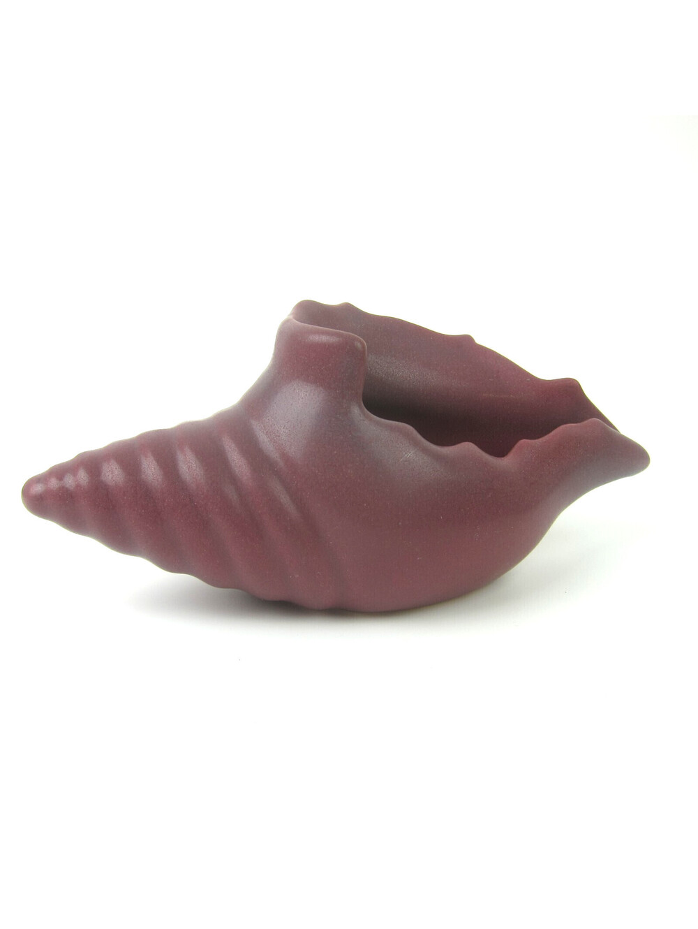 Vintage Van Briggle Pottery Conch Sea Shell Vase 9" Mulberry Persian Rose Signed